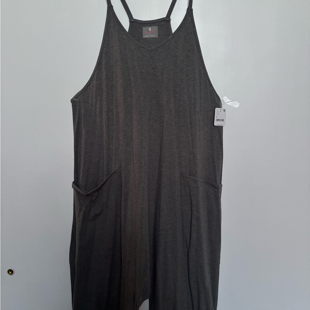 Free People Charcoal Cropped Jumpsuit